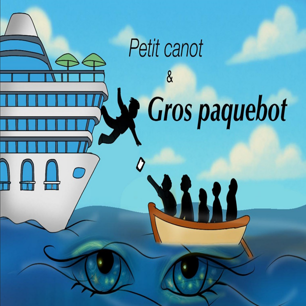 Petit canot et gros paquebot